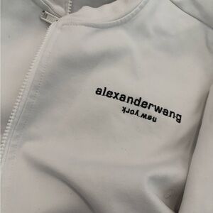 Alexander Wang White Jacket with Black Logo Zip
